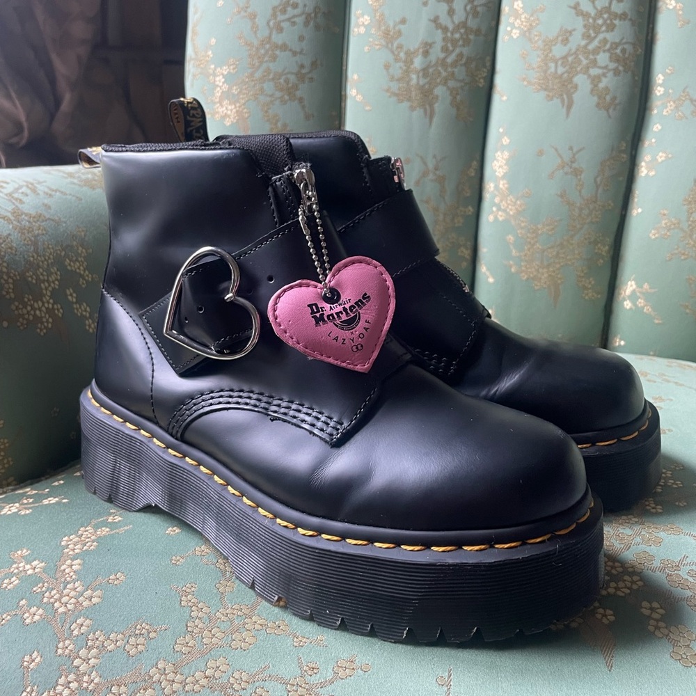 RARE Lazy Oaf x Doc Martens heart buckle platform boots